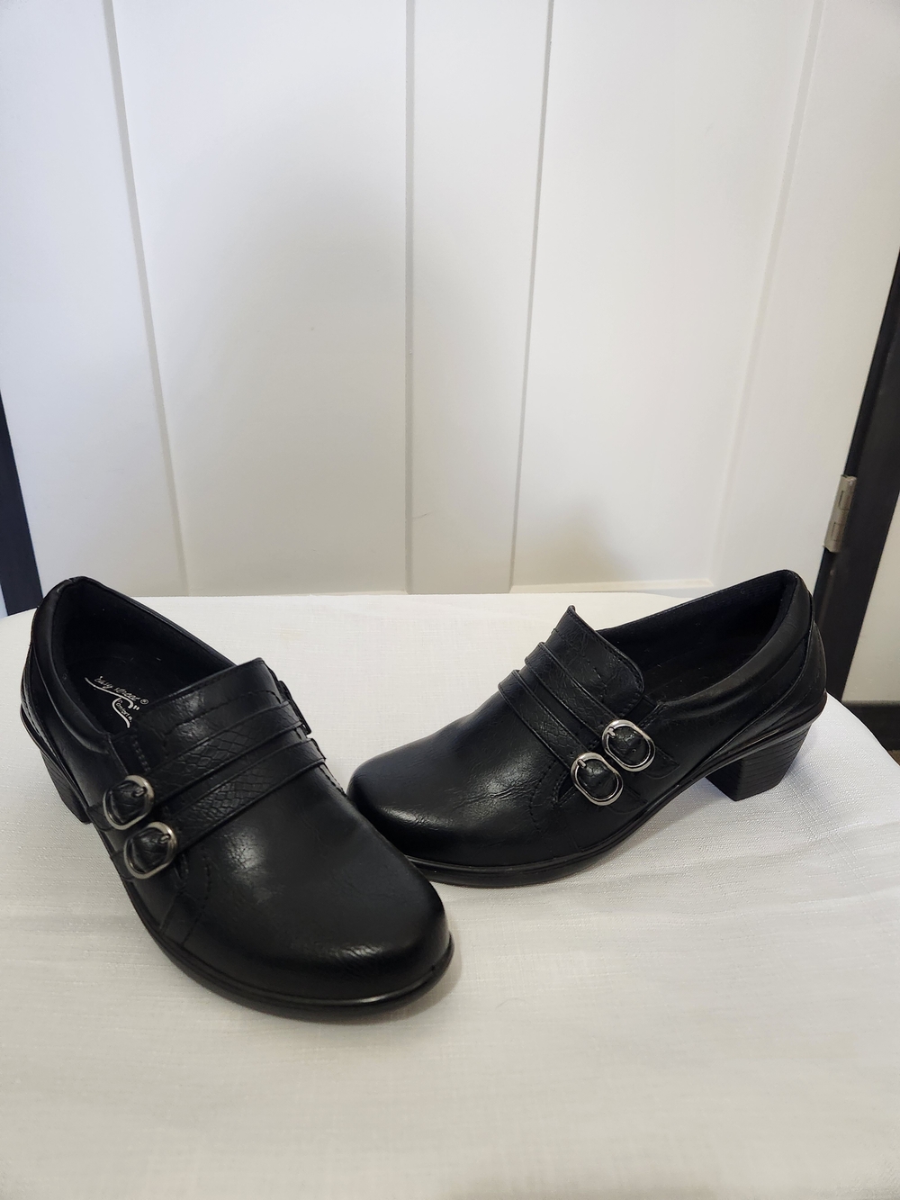 Easy Street Stroll Black Ankle Boots With Zipper And Buckle Detail